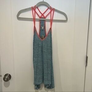 American Eagle Coral and Heather Blue Tank Top